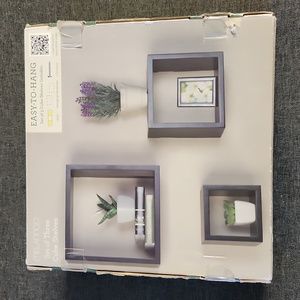 Set of 3 Black Cube Shelves